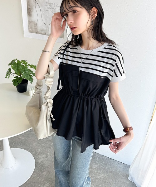 classicalelf(クラシカルエルフ)の「リラクシーでスッキリシルエット。アシメレイヤード風トップス(Tシャツ/カットソー・レディース・ホワイト系その他/ホワイト×ブラック/ブラック系その他・LARGE/MEDIUM/SMALL/X-LARGE)」の18枚目の写真
