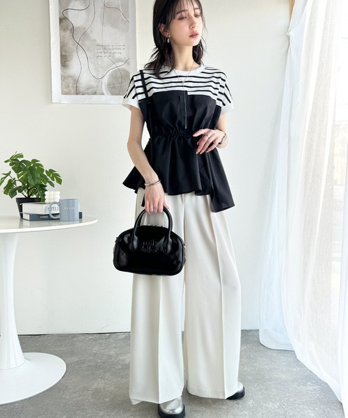 classicalelf(クラシカルエルフ)の「リラクシーでスッキリシルエット。アシメレイヤード風トップス(Tシャツ/カットソー・レディース・ホワイト系その他/ホワイト×ブラック/ブラック系その他・LARGE/MEDIUM/SMALL/X-LARGE)」の19枚目の写真