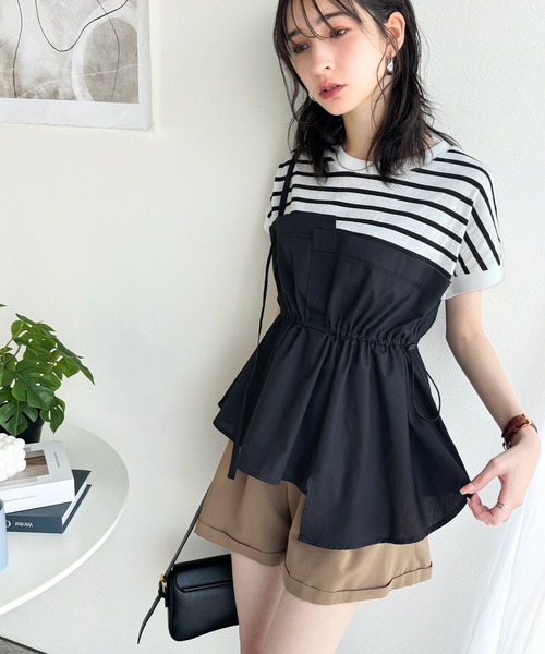 classicalelf(クラシカルエルフ)の「リラクシーでスッキリシルエット。アシメレイヤード風トップス(Tシャツ/カットソー・レディース・ホワイト系その他/ホワイト×ブラック/ブラック系その他・LARGE/MEDIUM/SMALL/X-LARGE)」の20枚目の写真