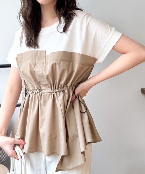classicalelf(クラシカルエルフ)の「リラクシーでスッキリシルエット。アシメレイヤード風トップス(Tシャツ/カットソー・レディース・ホワイト系その他/ホワイト×ブラック/ブラック系その他・LARGE/MEDIUM/SMALL/X-LARGE)」の8枚目の写真