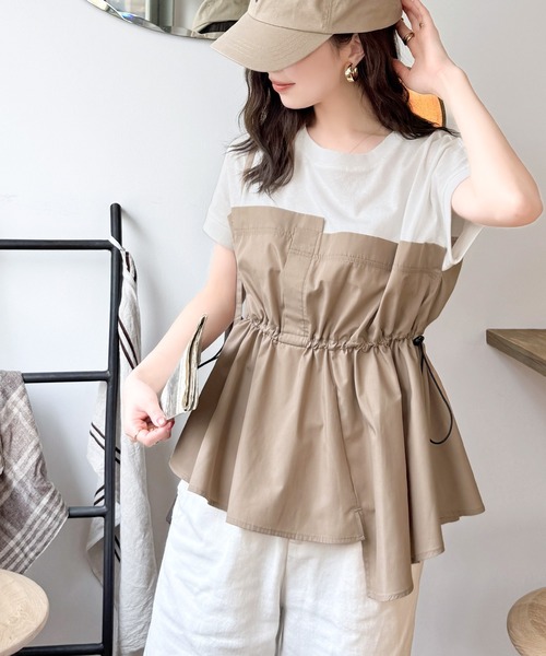 classicalelf(クラシカルエルフ)の「リラクシーでスッキリシルエット。アシメレイヤード風トップス(Tシャツ/カットソー・レディース・ホワイト系その他/ホワイト×ブラック/ブラック系その他・LARGE/MEDIUM/SMALL/X-LARGE)」の10枚目の写真