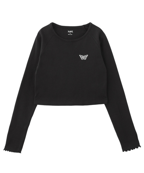 X-girl（エックスガール）の「ONE POINT BUTTERFLY L/S BABY TOP（Tシャツ/カットソー・レディース・ホワイト/ブラック/ブルー・S/M）」の19枚目の写真