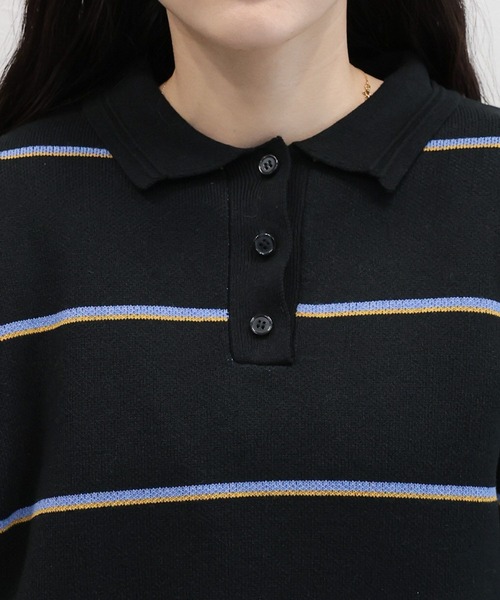 RAGEBLUE（レイジブルー）の「ラガーボーダーニットポロ（ニット/セーター・レディース・ブラック/グレー/ブルー・FREE）」の18枚目の写真