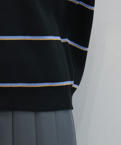 RAGEBLUE（レイジブルー）の「ラガーボーダーニットポロ（ニット/セーター・レディース・ブラック/グレー/ブルー・FREE）」の20枚目の写真