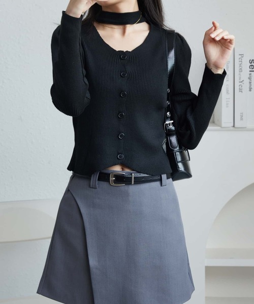 MAISON DE THERESE(メゾン ド テレーズ)の「Vネック リブカーディガン(ニット/セーター・レディース・キャメル/グリーン/レッド/ベージュ/ブラック/アイボリー・FREE)」の22枚目の写真