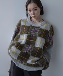 VACANCY（ヴァカンシー）の「ランダムチェック柄オーバーニット（ニット/セーター）」