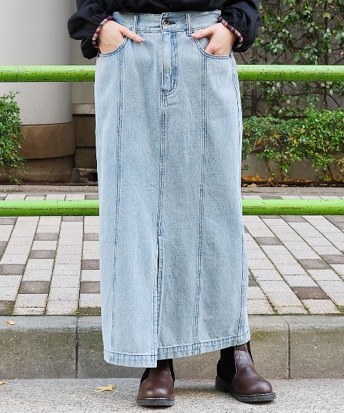 チチカカ(チチカカ)の「デニムスリットナロースカート(スカート・レディース・ブラック/ライトブルー/インディゴブルー・FREE)」の20枚目の写真