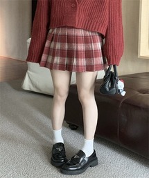 チェック柄プリーツ ミニスカート
