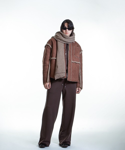 ZIP FIVE -White Line-(ジップファイブホワイトライン)の「【White Line】 オーバーサイズ ムートン ジャケット(ムートンコート・メンズ・ブラウン/ブラック/グレー・LARGE/MEDIUM/X-LARGE)」の21枚目の写真