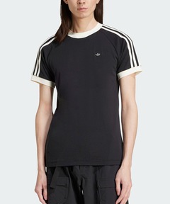 【アディダス】ロゴ 半袖Tシャツ クロップド丈 綿混 3ストライプ アディダス】ロゴ 半袖Tシャツ クロップド丈 綿混 3ストライプ