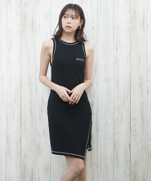 RVCA(ルーカ)の「RVCA/ルーカ リブワンピース/水陸両用/カップ付き BF043-392(ワンピース・レディース・ホワイト/カーキオリーブ/ブラック・M)」の2枚目の写真