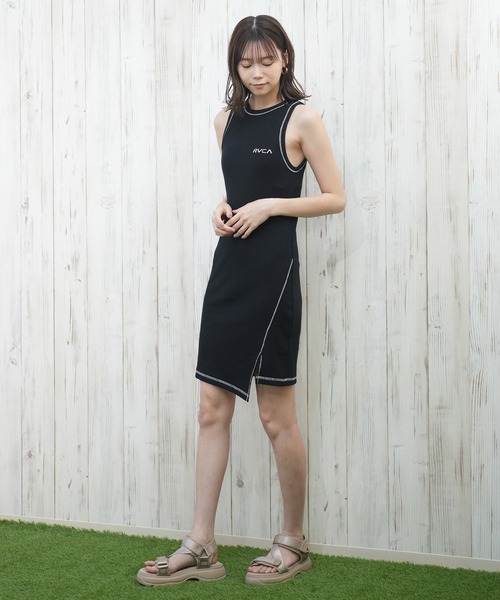 RVCA(ルーカ)の「RVCA/ルーカ リブワンピース/水陸両用/カップ付き BF043-392(ワンピース・レディース・ホワイト/カーキオリーブ/ブラック・M)」の8枚目の写真