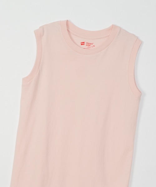 HANES(ヘインズ)の「【Hanes/ヘインズ】レディース レディース ジャパンフィットフォーハー【2枚組】スリーブレスTシャツ 5.3oz(Tシャツ/カットソー・レディース・ホワイト×ピンク・LARGE/MEDIUM)」の4枚目の写真