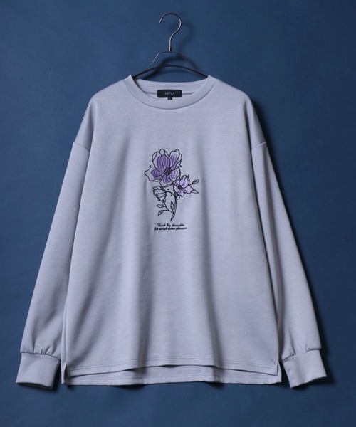 ANPAS（アンパス）の「ANPAS Ponte Fabric Flower Embroidery Oversized Sweat-Shirt/ANPAS 別注 ポンチ 花柄 刺繍 オーバーサイズ 長袖シャツ ロンT スウェット トップス トレーナー メンズ レディース（Tシャツ/カットソー・メンズ・ブラック/ホワイト/ホワイト系その他/ブラック系その他/グレー系その他/グレー・M/L）」の17枚目の写真