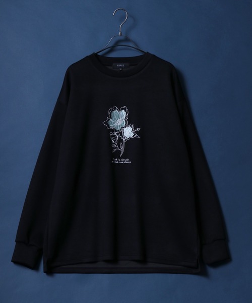 ANPAS（アンパス）の「ANPAS Ponte Fabric Flower Embroidery Oversized Sweat-Shirt/ANPAS 別注 ポンチ 花柄 刺繍 オーバーサイズ 長袖シャツ ロンT スウェット トップス トレーナー メンズ レディース（Tシャツ/カットソー・メンズ・ブラック/ホワイト/ホワイト系その他/ブラック系その他/グレー系その他/グレー・M/L）」の18枚目の写真