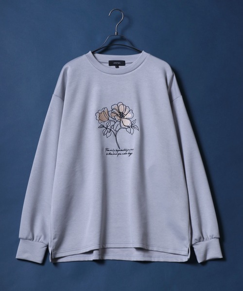 ANPAS（アンパス）の「ANPAS Ponte Fabric Flower Embroidery Oversized Sweat-Shirt/ANPAS 別注 ポンチ 花柄 刺繍 オーバーサイズ 長袖シャツ ロンT スウェット トップス トレーナー メンズ レディース（Tシャツ/カットソー・メンズ・ブラック/ホワイト/ホワイト系その他/ブラック系その他/グレー系その他/グレー・M/L）」の21枚目の写真