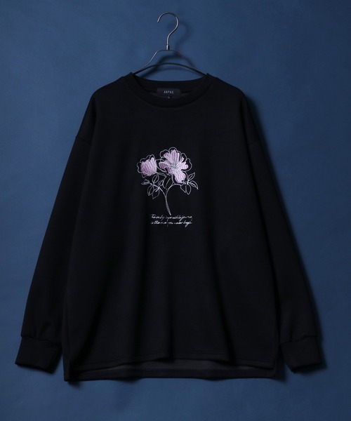 ANPAS（アンパス）の「ANPAS Ponte Fabric Flower Embroidery Oversized Sweat-Shirt/ANPAS 別注 ポンチ 花柄 刺繍 オーバーサイズ 長袖シャツ ロンT スウェット トップス トレーナー メンズ レディース（Tシャツ/カットソー・メンズ・ブラック/ホワイト/ホワイト系その他/ブラック系その他/グレー系その他/グレー・M/L）」の22枚目の写真