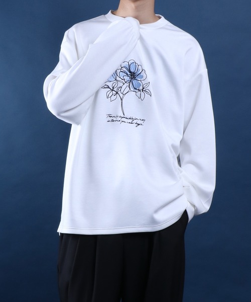 ANPAS（アンパス）の「ANPAS Ponte Fabric Flower Embroidery Oversized Sweat-Shirt/ANPAS 別注 ポンチ 花柄 刺繍 オーバーサイズ 長袖シャツ ロンT スウェット トップス トレーナー メンズ レディース（Tシャツ/カットソー・メンズ・ブラック/ホワイト/ホワイト系その他/ブラック系その他/グレー系その他/グレー・M/L）」の11枚目の写真