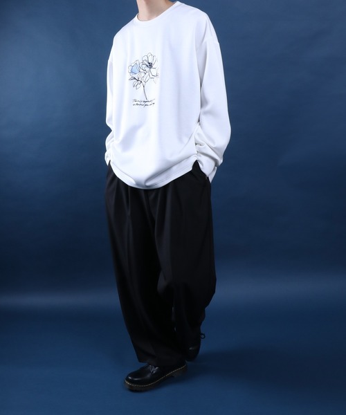 ANPAS（アンパス）の「ANPAS Ponte Fabric Flower Embroidery Oversized Sweat-Shirt/ANPAS 別注 ポンチ 花柄 刺繍 オーバーサイズ 長袖シャツ ロンT スウェット トップス トレーナー メンズ レディース（Tシャツ/カットソー・メンズ・ブラック/ホワイト/ホワイト系その他/ブラック系その他/グレー系その他/グレー・M/L）」の9枚目の写真
