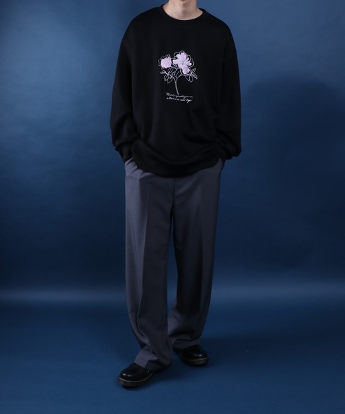 ANPAS（アンパス）の「ANPAS Ponte Fabric Flower Embroidery Oversized Sweat-Shirt/ANPAS 別注 ポンチ 花柄 刺繍 オーバーサイズ 長袖シャツ ロンT スウェット トップス トレーナー メンズ レディース（Tシャツ/カットソー・メンズ・ブラック/ホワイト/ホワイト系その他/ブラック系その他/グレー系その他/グレー・M/L）」の8枚目の写真