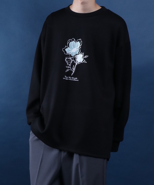ANPAS Ponte Fabric Flower Embroidery Oversized SweatShirt