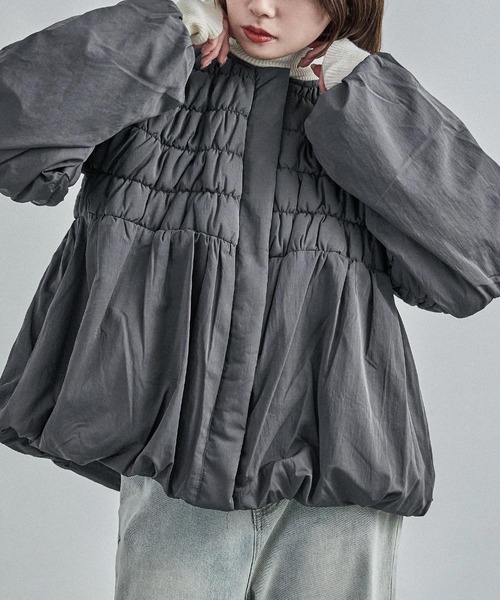 【セール】T/Nタフタ 中綿シャーリングバルーンジャケット（ダウンジャケット/コート）｜Fashion Letter（ファッションレター）