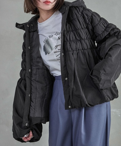 【セール】T/Nタフタ 中綿シャーリングバルーンジャケット（ダウンジャケット/コート）｜Fashion Letter（ファッションレター）