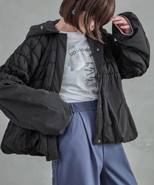 【セール】T/Nタフタ 中綿シャーリングバルーンジャケット（ダウンジャケット/コート）｜Fashion Letter（ファッションレター）