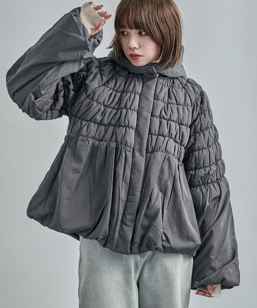 【セール】T/Nタフタ 中綿シャーリングバルーンジャケット（ダウンジャケット/コート）｜Fashion Letter（ファッションレター）