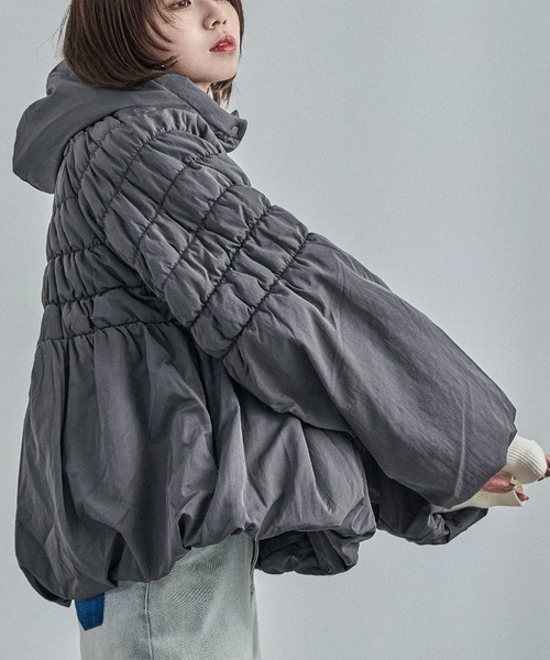 【セール】T/Nタフタ 中綿シャーリングバルーンジャケット（ダウンジャケット/コート）｜Fashion Letter（ファッションレター）