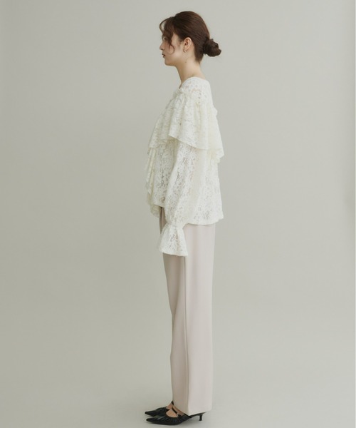 Olu.（オルドット）の「2wayフラワーレースフリルトップス（シャツ/ブラウス・レディース・アイボリー/ブラック・FREE）」の10枚目の写真