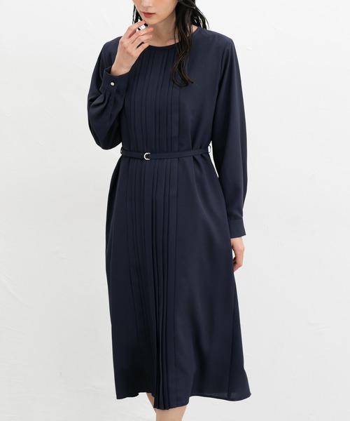 Honeys（ハニーズ）の「セレモニー対応プリーツ使いワンピース（ワンピース・レディース・ネイビー/グレイッシュベージュ/ブラック/グレイッシュブルー・3L/L/LL/M/S）」の9枚目の写真