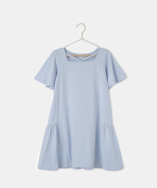 ROPE' PICNIC(ロペピクニック)の「【KIDS】デザインネックカットソーワンピース(ワンピース・キッズ・サックスブルー/ブラック・S/M/L)」の3枚目の写真