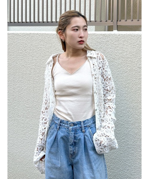 Ungrid（アングリッド）の「深Ｖネックキャミソール（キャミソール・レディース・オフホワイト/ヘザーグレー/ブラック・FREE）」の4枚目の写真