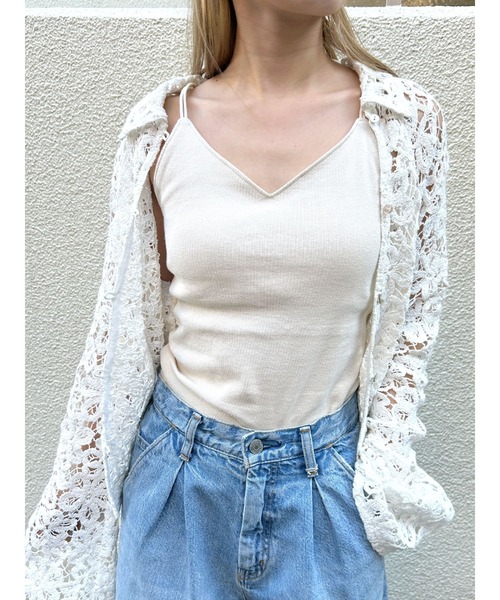 Ungrid（アングリッド）の「深Ｖネックキャミソール（キャミソール・レディース・オフホワイト/ヘザーグレー/ブラック・FREE）」の5枚目の写真