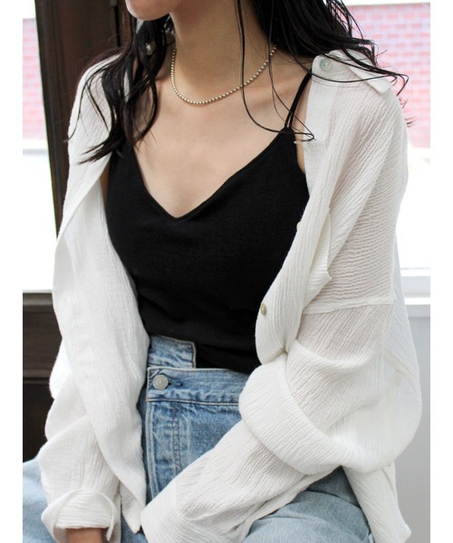 Ungrid（アングリッド）の「深Ｖネックキャミソール（キャミソール・レディース・オフホワイト/ヘザーグレー/ブラック・FREE）」の8枚目の写真