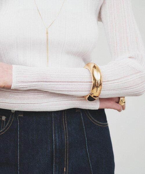 cloenc（クロエンス）の「【手洗い可】シアーリブトップス（Tシャツ/カットソー・レディース・ホワイト/ブラック/ライトグレー・02）」の7枚目の写真