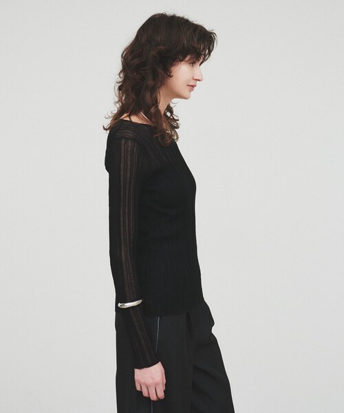 cloenc（クロエンス）の「【手洗い可】シアーリブトップス（Tシャツ/カットソー・レディース・ホワイト/ブラック/ライトグレー・02）」の19枚目の写真