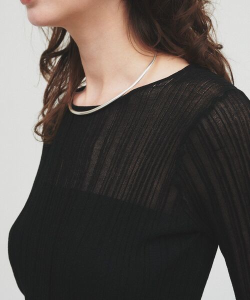 cloenc（クロエンス）の「【手洗い可】シアーリブトップス（Tシャツ/カットソー・レディース・ホワイト/ブラック/ライトグレー・02）」の20枚目の写真