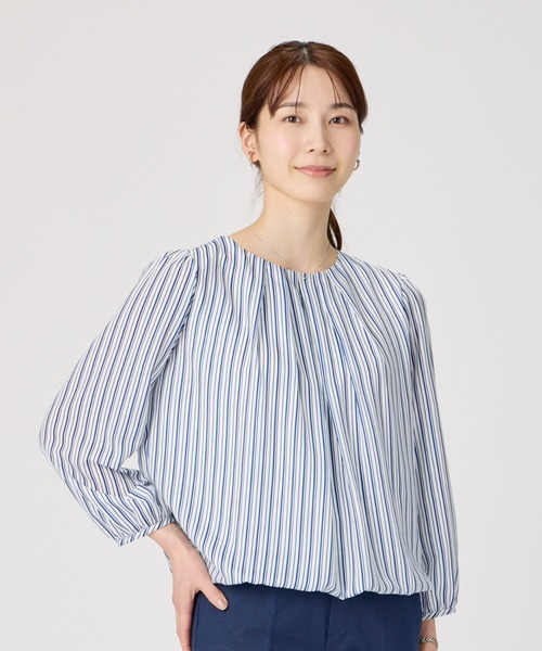 ブラウス シャツ 「INDUS luxury for JETSET SOLO PLUS」マルチルレックスストライプブラウス レディース セール】【INDUS luxury for JETSET SOLO PLUS】マルチル