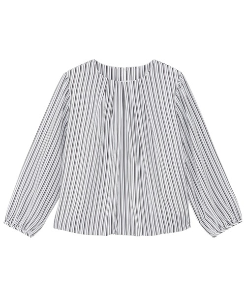 TOKYO SHIRTS（トウキョウシャツ）の「フロントタック ストライプ 長袖レディースブラウス（シャツ/ブラウス・レディース・ブルー/グレー・M/L/LL）」の5枚目の写真