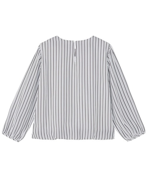 セール】フロントタック ストライプ 長袖レディースブラウス（シャツ