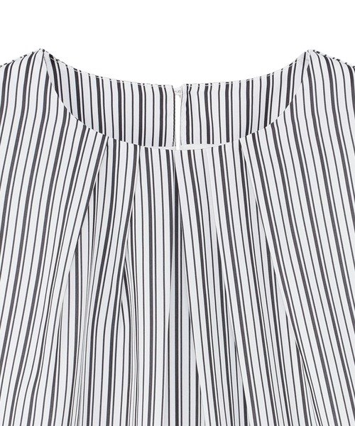 TOKYO SHIRTS（トウキョウシャツ）の「フロントタック ストライプ 長袖レディースブラウス（シャツ/ブラウス・レディース・ブルー/グレー・M/L/LL）」の7枚目の写真