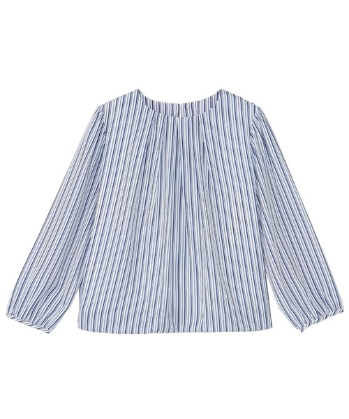 TOKYO SHIRTS（トウキョウシャツ）の「フロントタック ストライプ 長袖レディースブラウス（シャツ/ブラウス・レディース・ブルー/グレー・M/L/LL）」の12枚目の写真