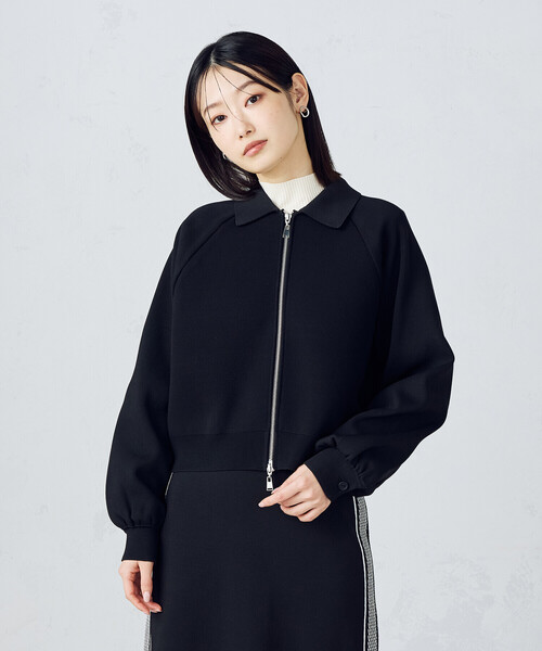 COMME CA ISM（コムサイズム）の「【セットアップ対応】ダブルフェイスシリーズ ニットブルゾン（ブルゾン・レディース・ブラック・FREE）」の4枚目の写真
