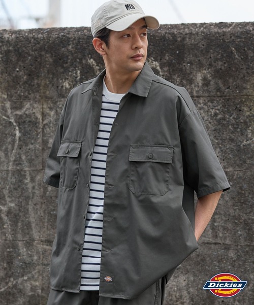 Dickies（ディッキーズ）の「Dickies/ディッキーズ T/Cツイル 半袖ワークシャツ（シャツ/ブラウス・メンズ・ブラック/チャコール/ベージュ・2L/M/L）」の18枚目の写真