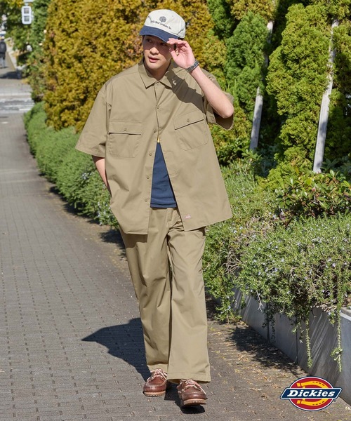 Dickies（ディッキーズ）の「Dickies/ディッキーズ T/Cツイル 半袖ワークシャツ（シャツ/ブラウス・メンズ・ブラック/チャコール/ベージュ・2L/M/L）」の14枚目の写真