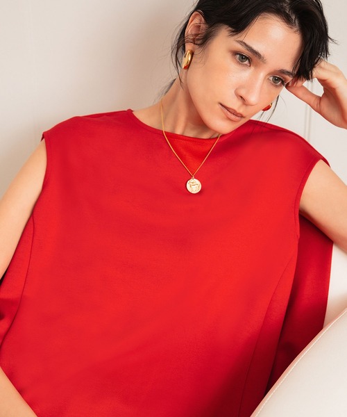 ELFRANK(エルフランク)の「ダンボールヘムラインノースリーブトップス《着用動画あり》(Tシャツ/カットソー・レディース・オフホワイト/グリーン/ブラック/ブラウン/レッド・FREE)」の8枚目の写真