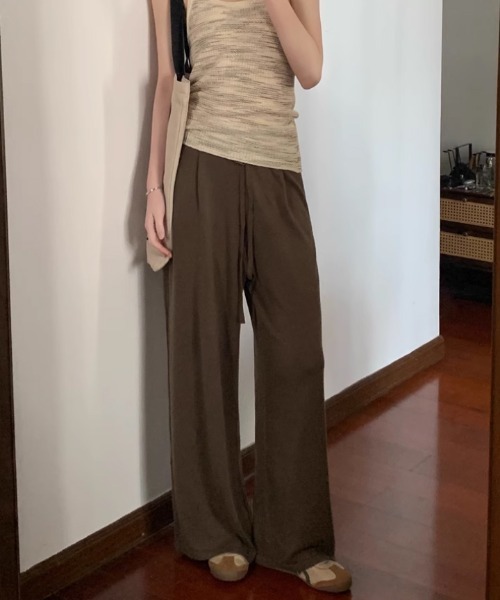 tageechita(タジチタ)の「【tageechita】ドローストリング ニットワイドパンツ(デニムパンツ・レディース・チャコールグレー/ブラウン・S/M/L)」の13枚目の写真