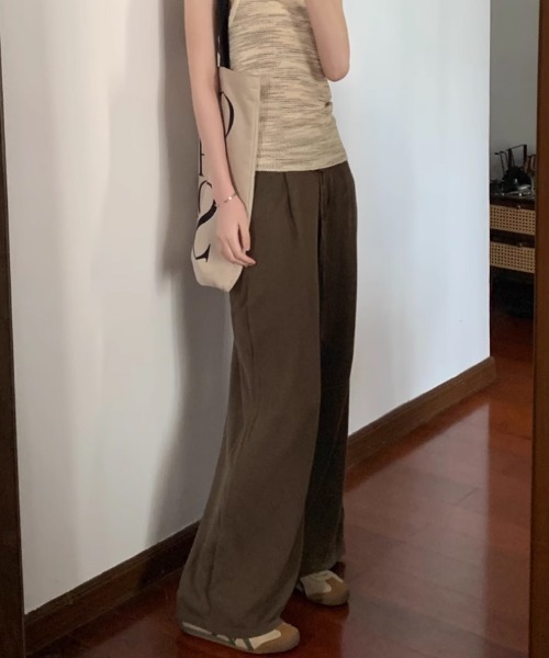 tageechita(タジチタ)の「【tageechita】ドローストリング ニットワイドパンツ(デニムパンツ・レディース・チャコールグレー/ブラウン・S/M/L)」の14枚目の写真